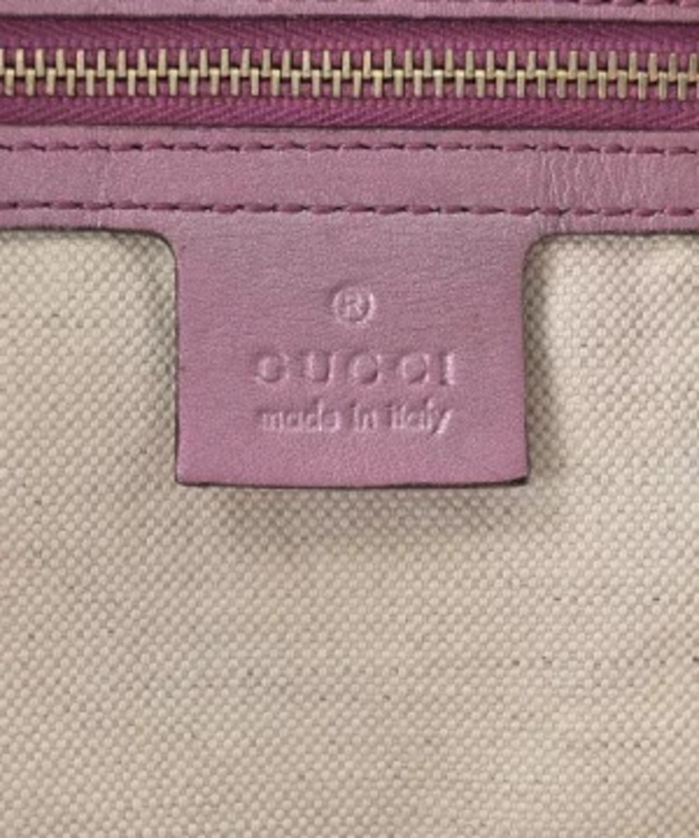 Gucci GG Canvas Heart Bit satchel beige monogram metallic pink leather - Picture 6 of 10